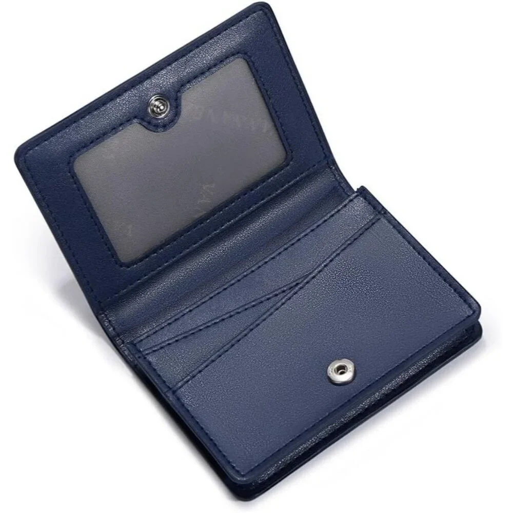 Men's Navy Blue Genuine Leather Credit Holder Pocket Bifold Wallets Card Design